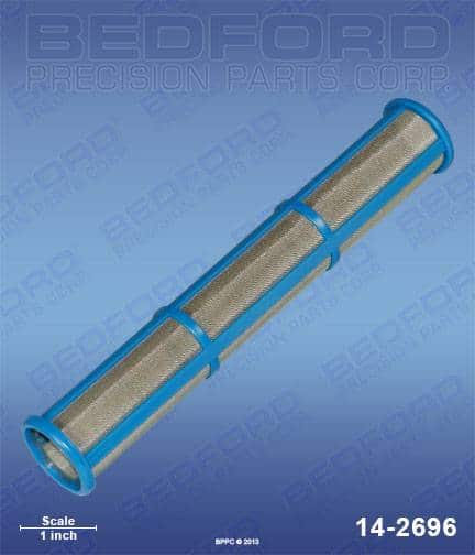 Graco 244-068 Bedford 14-2696 Outlet Filter Element, 100 Mesh, long blue plastic frame