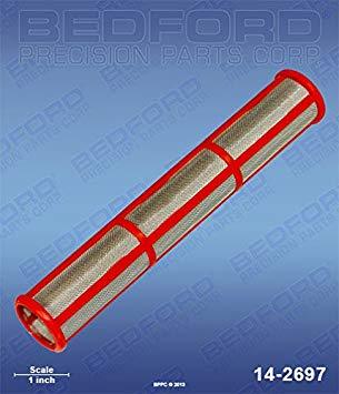 Graco 244-069 Bedford 14-2697 Outlet Filter Element, 200 mesh, long red plastic frame