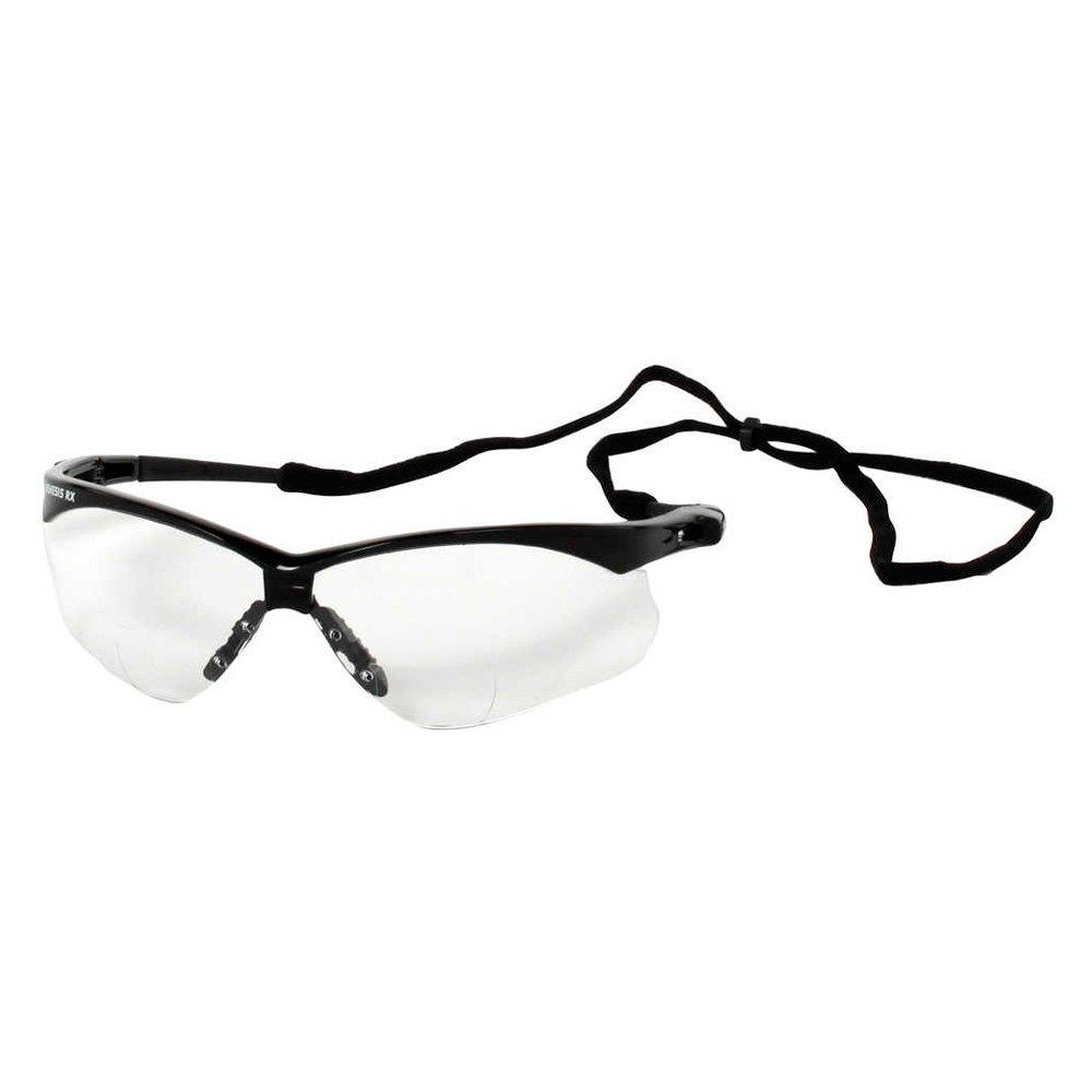 Kimberly-Clark 28618 Jackson Safety® V60 Nemesis™ RX Safety Glasses, Black Frame, Scratch-Resistant Clear Lens, +2.0 Diopter