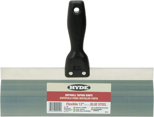 Hyde Tools 09214 12" Value Series Taping Knife (Blue Steel Flat Back) - 1/ea