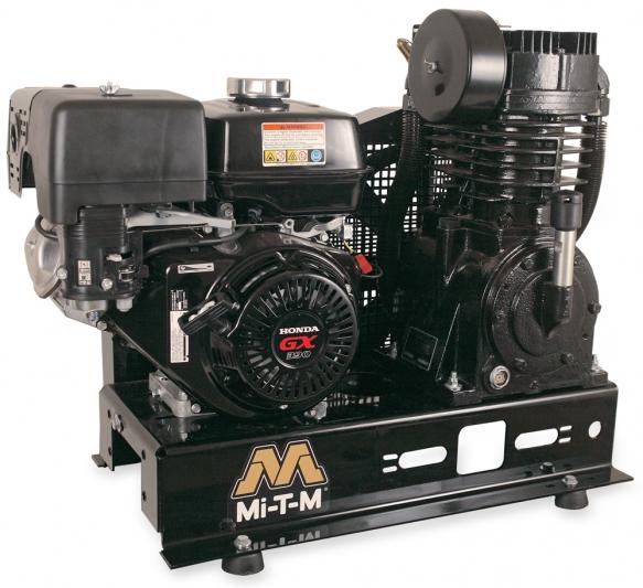 Mi-T-M Base Mount Two Stage Gasoline Air Compressors - 29.0 CFM - 175 PSI - Honda