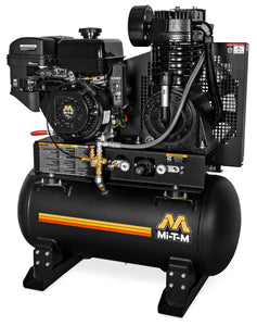 Mi-T-M Two Stage Gasoline Stationary Air Compressor -175 PSI @ 29.0 CFM - 30 gal - Pneumatic - 420cc Mi-T-M OHV