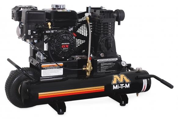 Mi-T-M Single Stage Gasoline Portable Air Compressors 13.9 CFM - 90 PSI - 8 gal - Cable Throttle