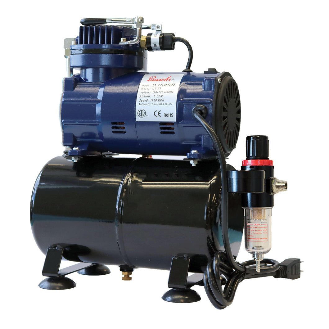 D3000R 1/5 HP Oil-less Piston Compressor w/ Tank & Regulator