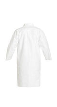 Load image into Gallery viewer, DuPont™ Tyvek® IsoClean® Lab Coat - Serged Seams - Collar - Open Wrists - Raglan Sleeve Design - Front Snap Closure - 2 Front Pockets and Chest Pocket - White - Large - 30/Pack