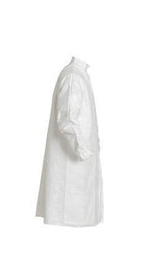 DuPont™ Tyvek® IsoClean® Frock - Serged Seams - High Mandarin Collar with Snap - Set Sleeve Design -p Elastic Wrists - Front Snap Closure - White - 4X - 30/Pack