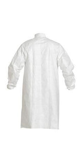 DuPont™ Tyvek® IsoClean® Frock - Serged Seams - High Mandarin Collar with Adjustable Snaps - Raglan Sleeve Design - Elastic Wrists - Front Snap Closure - Generous Cut - White - 3X - 30/Pack