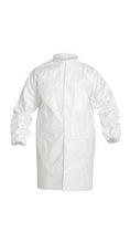 Load image into Gallery viewer, DuPont™ Tyvek® IsoClean® Frock - Serged Seams - High Mandarin Collar with Snap - Set Sleeve Design - Elastic Wrists - Front Snap Closure - White - 3X - 30/Pack