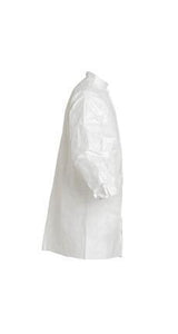 DuPont™ Tyvek® IsoClean® Frock - Serged Seams - High Mandarin Collar with Snap - Set Sleeve Design - Elastic Wrists - Front Snap Closure - White - 2X - 30/Pack