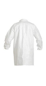 DuPont™ Tyvek® IsoClean® Frock - Serged Seams - High Mandarin Collar with Snap - Set Sleeve Design - Elastic Wrists - Front Snap Closure - White - 3X - 30/Pack
