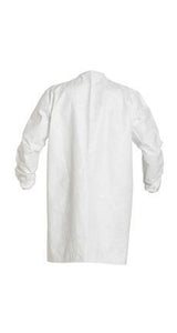 DuPont™ Tyvek® IsoClean® Frock - Bound Seams - Bound Neck - Set Sleeve Design - Covered Elastic Wrists - Front Snap Closure - White - 2X - 30/Pack