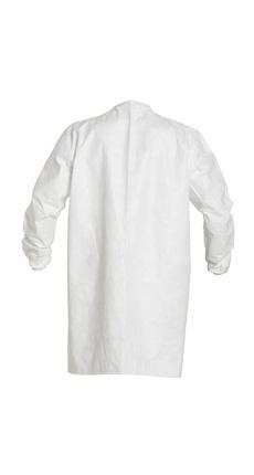 DuPont™ Tyvek® IsoClean® Frock - Bound Seams - Bound Neck - Set Sleeve Design - Covered Elastic Wrists - Front Snap Closure - White - XL - 30/Pack