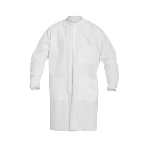 DuPont™ ProShield® 10 Labcoat - Knit Collar and Cuff - Frontsnap Closure - Serged Seams - White - Medium - 30/Pack