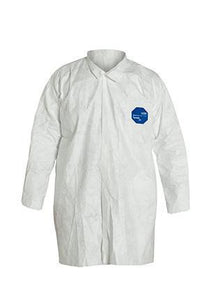 DuPont™ Tyvek® 400 Frock - Collar - Open Wrists - Extends Below Hip - Front Snap Closure - Serged Seams - White - XL - 30/PK