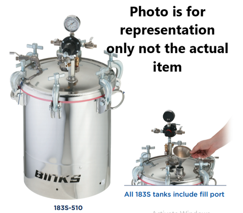 Binks 183S 2 Gallons ASME Stainless Steel Pressure Tank - Single Regulated & 15:1 Gear Reduced Agitator