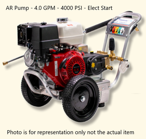 Pressure-Pro Eagle II 4000 PSI @ 4.0 GPM AR Pump Belt Drive Gas Honda Engine Cold Water Pressure Washer w/ Electric Start - Cart