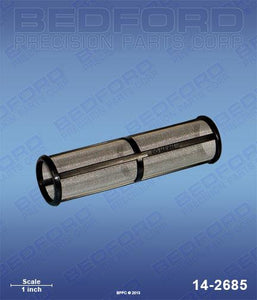 Graco 243-080 Bedford 14-2685 Outlet Filter Element (60 mesh, medium-length black plastic frame)