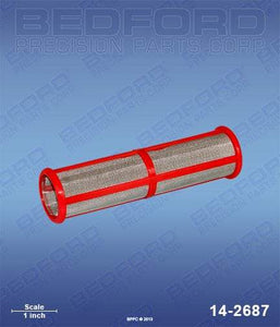 Graco 243-226 Bedford 14-2687 Outlet Filter Element (200 mesh, medium-length red plastic frame)